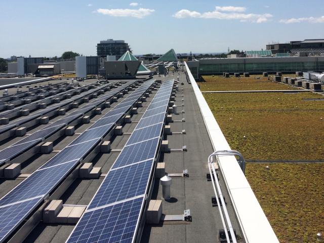 Solar panels, green roof at Yorkdale Shopping Centre, Toronto