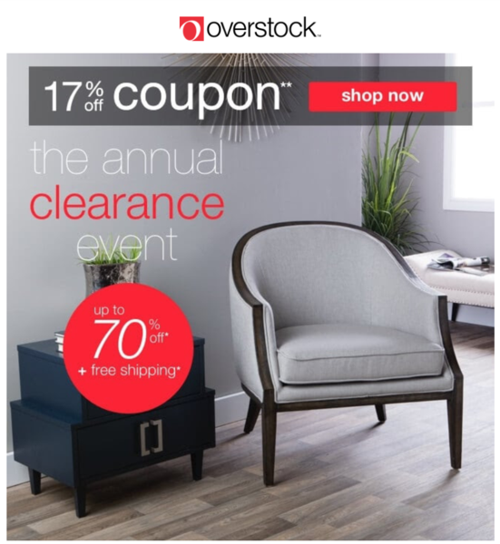 Overstock drip campaign promotion | Shopify Retail blog