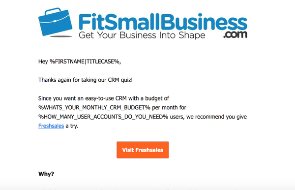 FitSmallBusiness drip campaign example | Shopify Retail blog