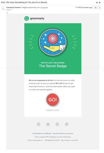 Grammarly email marketing example | Shopify Retail blog