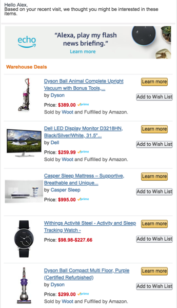 Amazon post-purchase email marketing example | Shopify Retail blog