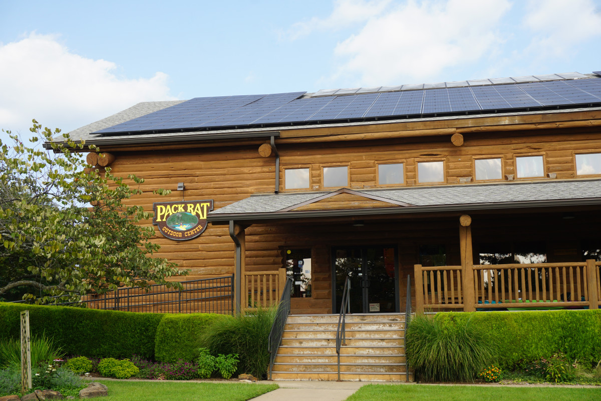 The Pack Rat roof holds 348 solar arrays. The panels were installed after Whittle's arrival at the store, and she says full credit is due to co-owner Carolyn Cook, who has always been interested in increasing the shop's sustainability efforts.