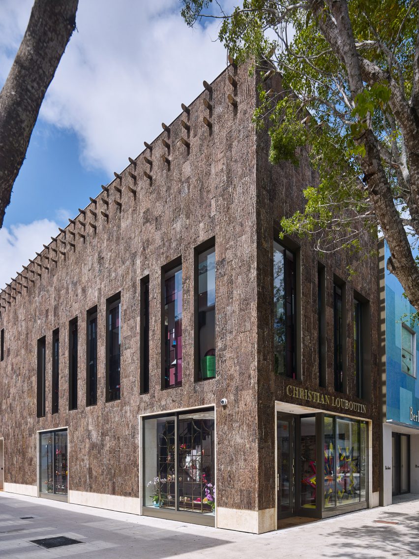 Tree bark covers Christian Louboutin boutique in Miami Design District – Dezeen