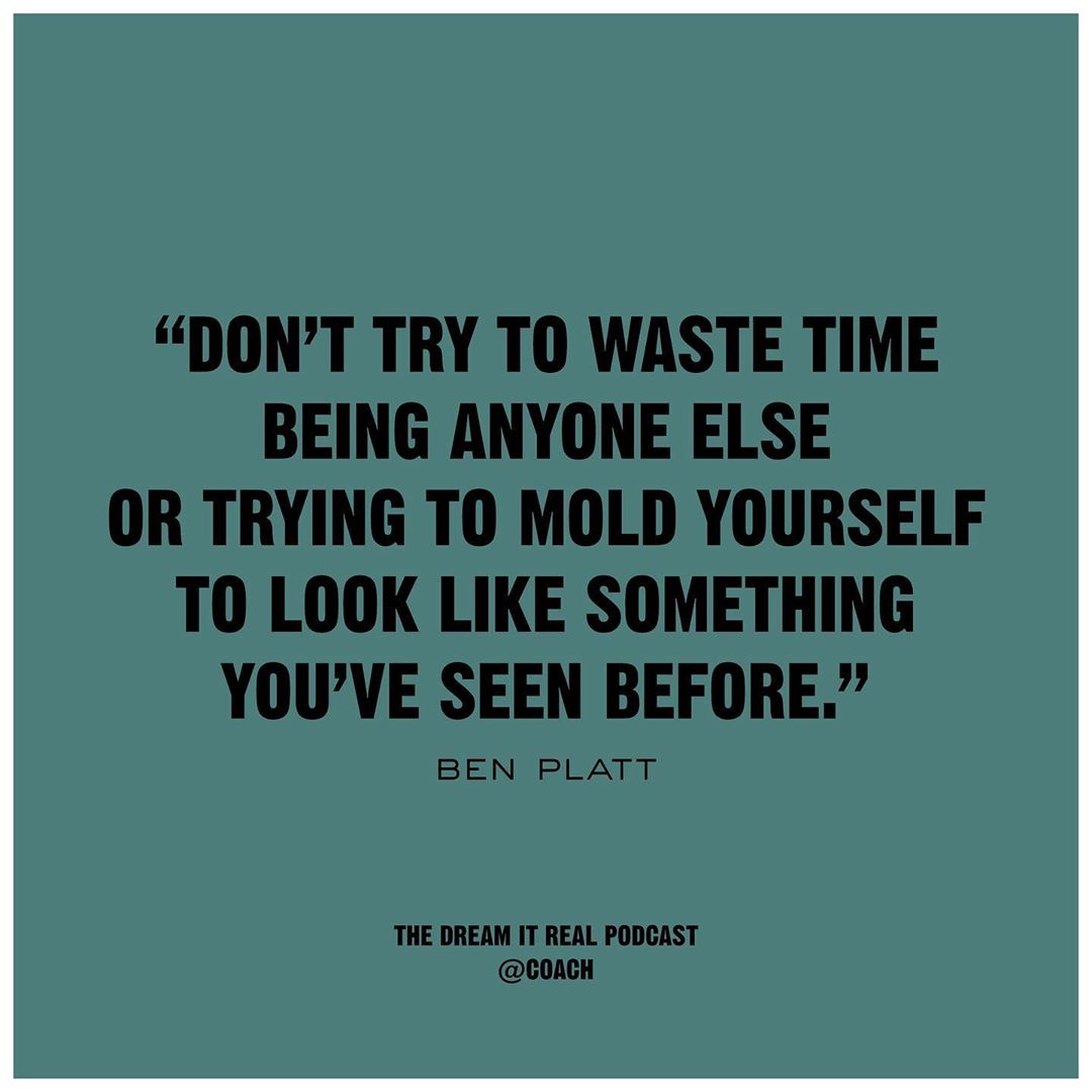#QOTD, courtesy of #BenPlatt. The Tony-winning star of Dear Evan Hansen, who is now on tour for his debut album, sat down for our #DreamItReal podcast to share some lessons he's learned along the way. Download and subscribe at Apple Podcasts, Spotify and Stitcher. #DreamItReal #CoachNY