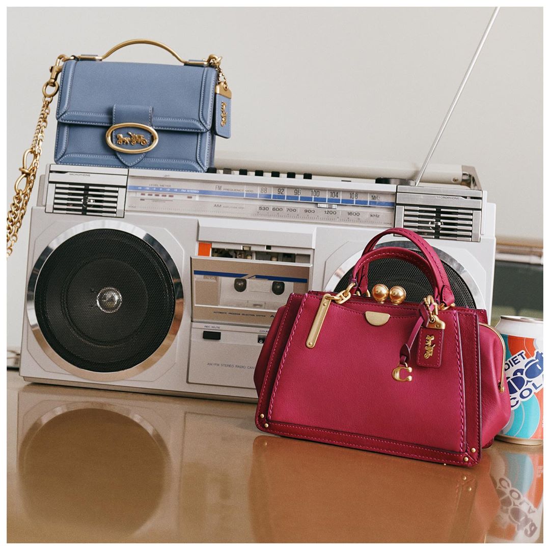 Bold beats, bright bags. The new Riley Top Handle 18 and the Kisslock Dreamer 21 add a punch of color to your summer style. #CoachNY