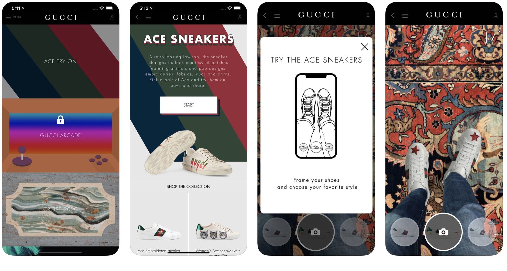 You can now virtually try on the Gucci sneakers through AR