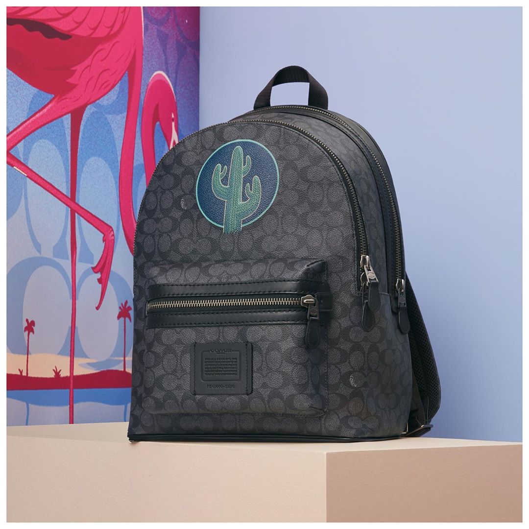 “I wanted to create an image that felt like the golden hour, where the sun has set but the atmosphere is still warm,” says Robert Hunter, who hand-sketched a cactus before turning it into a digital image for the Signature Academy Backpack. Think of this limited-edition piece as a way to keep starry nights with you always.  #CoachCreate #CoachNY . . . You’re invited to The Art of Signature Pop-Up in NYC. An interactive experience with free product customization by creatives, daily entertainment and sweet treats. Plus, if you’re a @Visa_Us card holder you’ll receive a gift with purchase while supplies last. The Plaza at Hudson Yards, 10AM – 8PM Monday – Saturday, 10AM – 7PM Sunday, Until July 17th. C you there!
