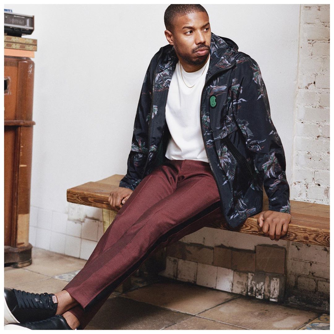 A windbreaker with a tropic print carries warm-weather style into rainy days and cooler nights. (And no, you don't have to be a movie star to pull it off.) #MichaelBJordan #CoachNY