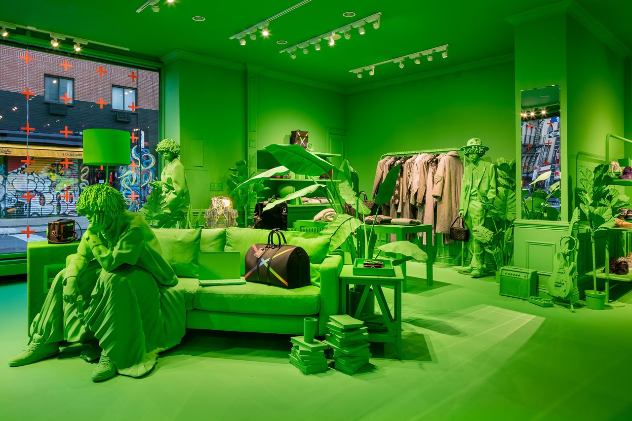 A Look Inside Louis Vuitton’s Neon Green FW19 New York Pop-Up