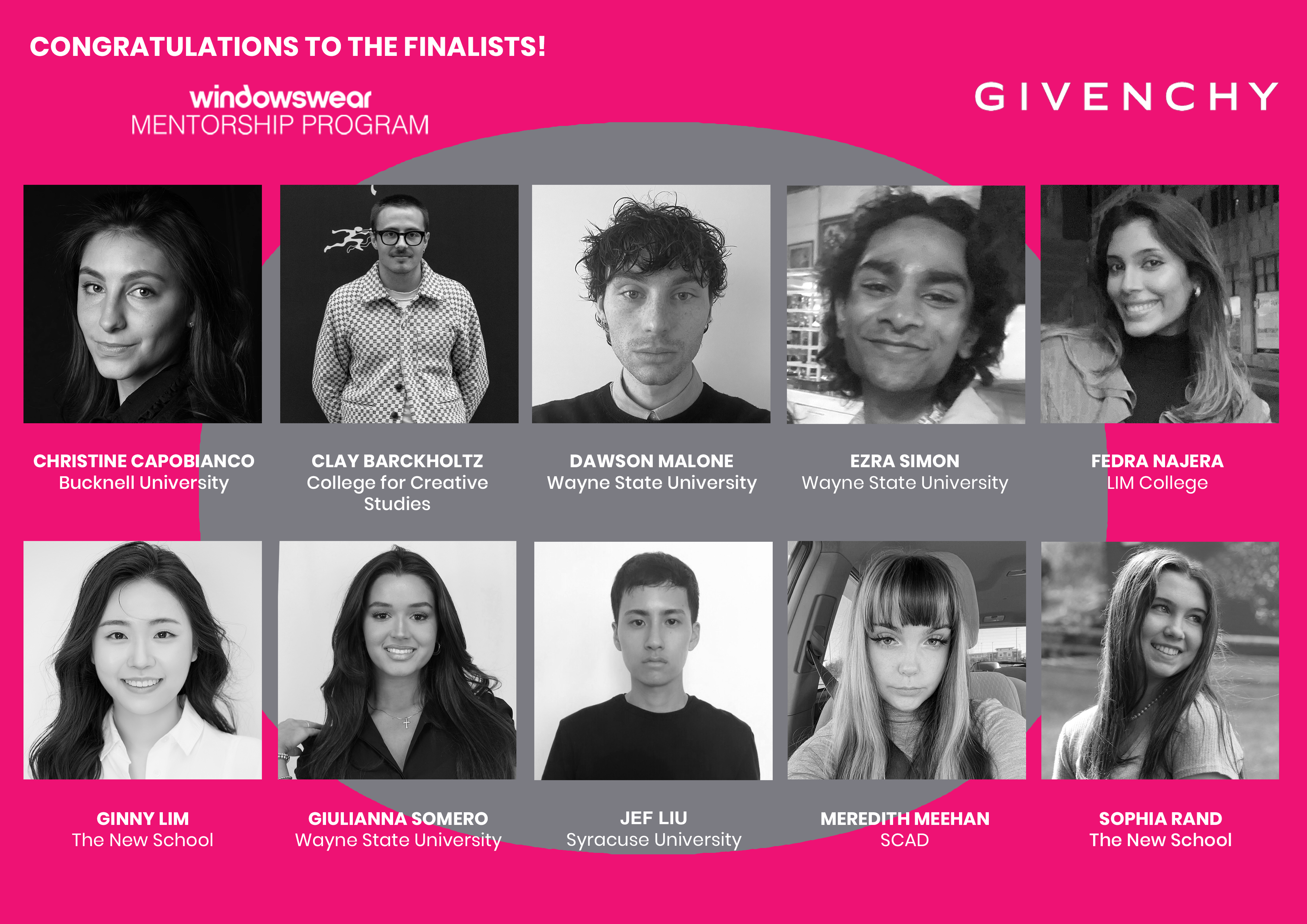 Congratulations to the Finalists of the 2024 WindowsWear Mentorship with Givenchy