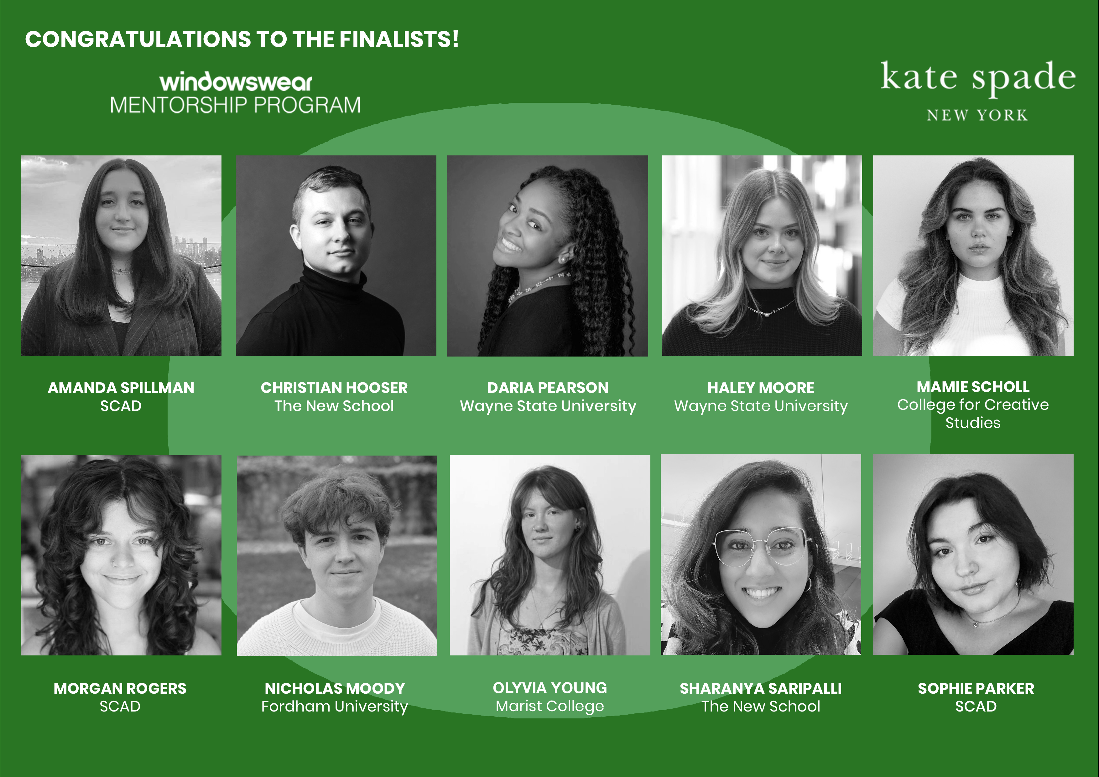 Congratulations to the Finalists of the 2024 WindowsWear Mentorship with Kate Spade