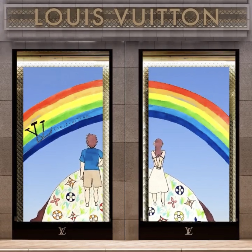 Rainbows Drawn by the Children of Louis Vuitton Employees Have Appeared Across Store Windows Worldwide