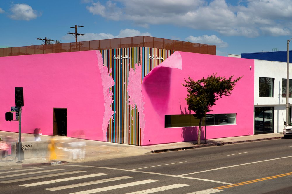 Paul Smith unveils new signature stripe mural at LA store