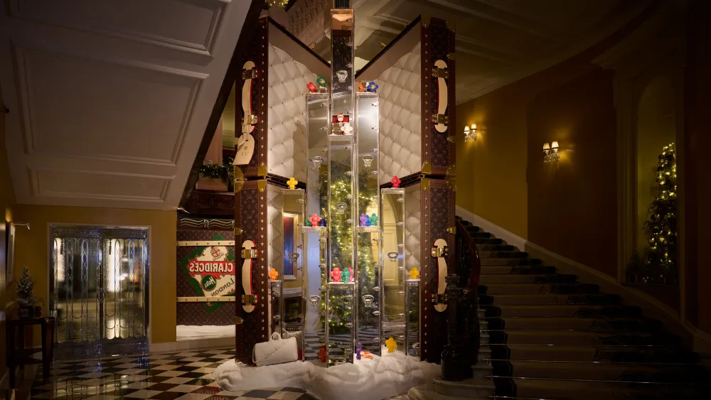 Claridge’s, Louis Vuitton Unveil a Tree Made From Trunks