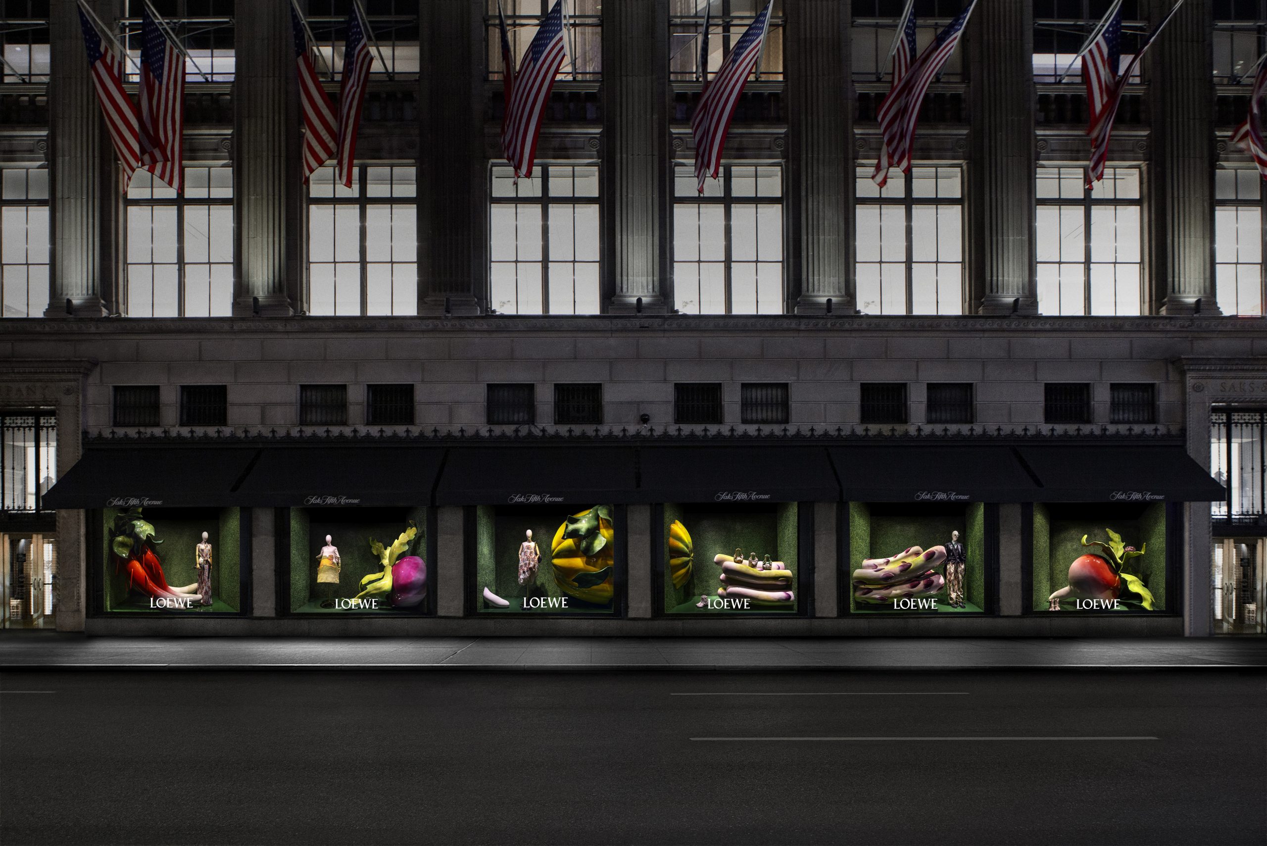 Loewe’s Garden-Themed Visual Installations at Saks Fifth Avenue, New York