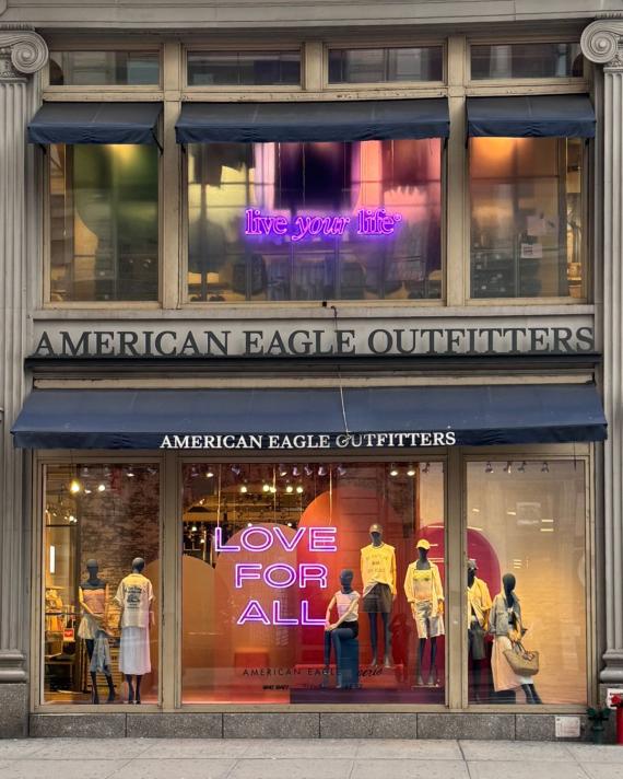 American Eagle Lights Up Soho with Bold 2025 Pride Windows