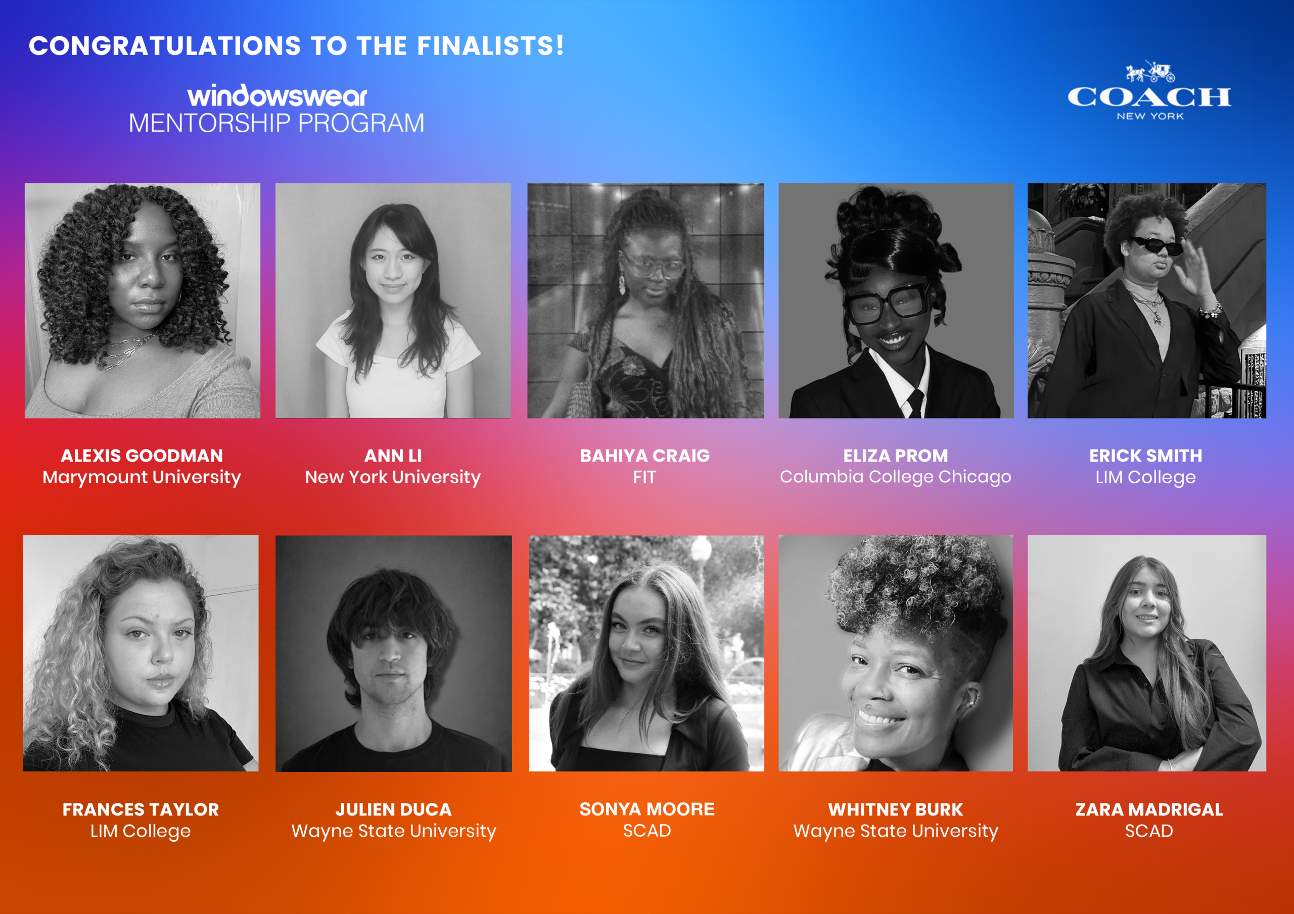Congratulations To The Finalists Of The 2026 WindowsWear Mentorship Program With Coach