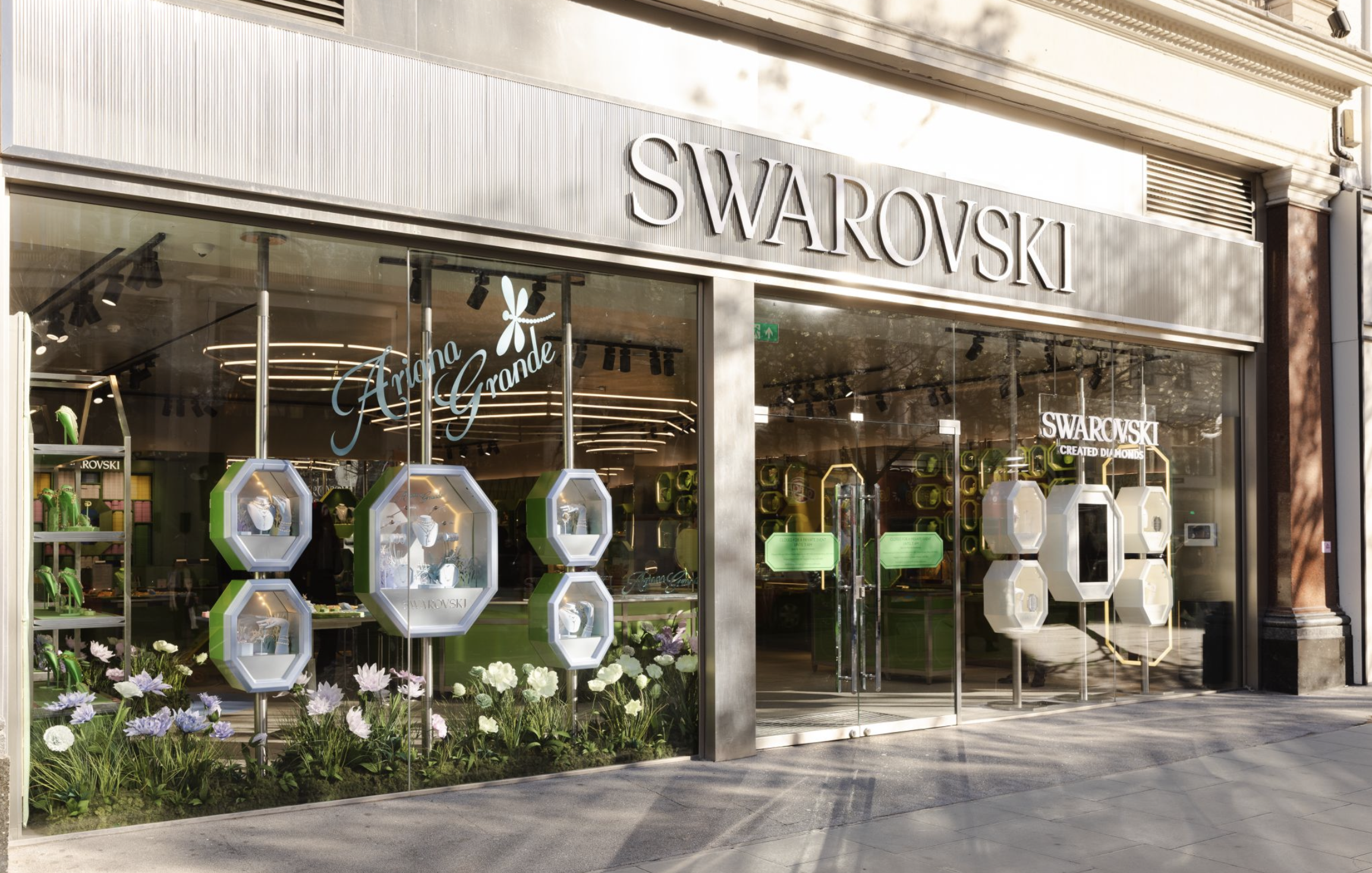 Swarovski Transforms Oxford Street with a Dreamlike Dragonfly Garden